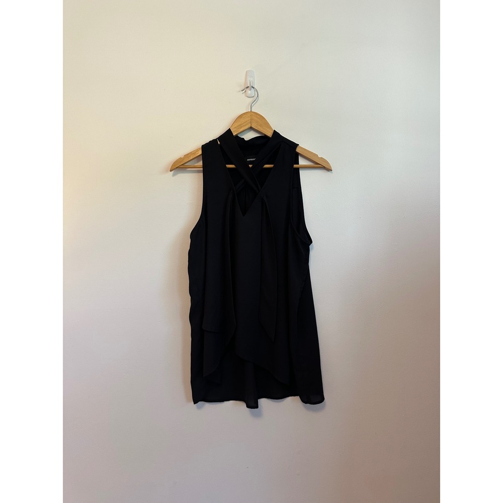 Fifteen Twenty Cross Neck Sleeveless Blouse in Black | Size Large